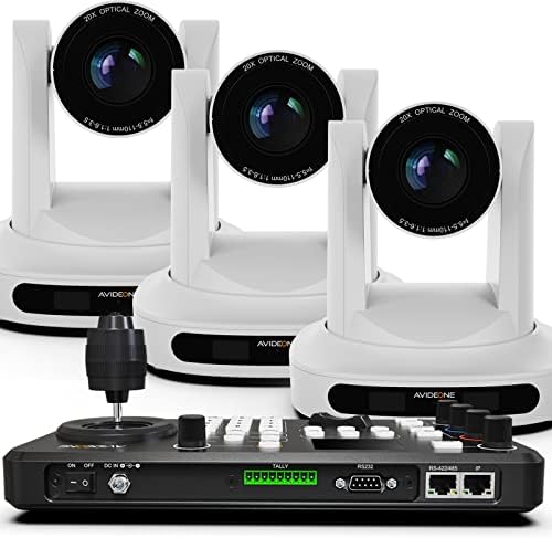 Avideone White 20x Zoom POE PTZ Church Charching Camerming X3, PTZ камера контролер на џојстик x1, заграда за монтирање на wallидови