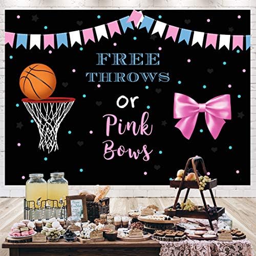 Бесплатни фрлања или розови лакови Пол Откријте позадина црна пол открива забава позадина 7x5ft шарени банер точки кошарка девојче или декорации за момчиња за забав?
