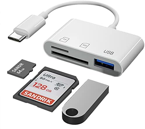 USB-C SD/TF MicroSD + USB 2.0 Читач На Картички, T Tersely 3-во-1 Тип C Адаптер За Мемориски Картички За 2022- MacBook Pro 13/15/16, M1