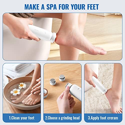 Electric Foot Callus Remover Rechargeable, Portable Foot File Callus Remover for Feet Pedicure Tools Foot Scrubber Kit, Professional Foot Care for Dead and Cracked Dry Skin, 5 Брзина