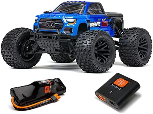 Armma RC Truck 1/10 Granite 4x2 Boost Mega 550 Chusted Monster Truck RTR со батерија и полнач, сина, ARA4102SV4T2