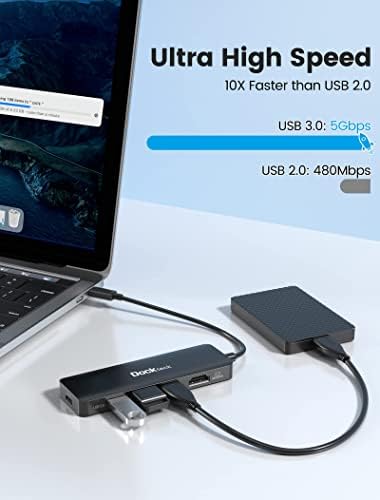 USB C Multiport, POCKTECK 5-во-1 USB C Центар СО 4K HDMI, 100w Испорака На Енергија, 3 USB 3.0 Податоци Порта Пакет Со USB Ѕид Полнач,