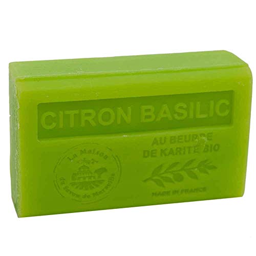 Савон Де Марсеј - француски сапун направен Со Органски Шеа Путер-Мирис На Лимон Босилек-Погоден За Сите Типови Кожа - 125 Грама Бар