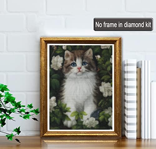 Комплети за сликање на дијаманти од 5D Diamond за возрасни мачки, DIY Diamond Art комплети целосни кружни вежби Шумска боја со дијаманти Мозаик мониста боја по број дома