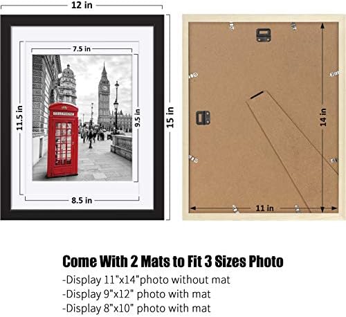 11x14 Рамки за слики Црното цврсто дрво - Затегнато за прикажување на слики 9x12 или 8x10 или 11x14 рамка без мат - дрвена рамка за