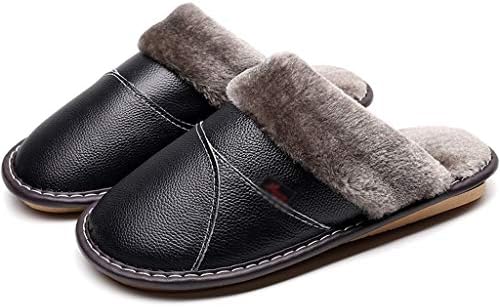 GPPZM машки папучи дома зимски зимски затворени топло топло, густо дно кадифен водоотпорна кожна куќа папучи човечки памучни чевли