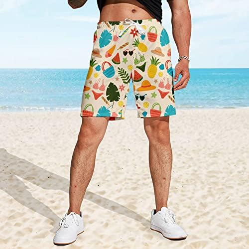 Плажа кратки мажи за пливање Брзи суви шорцеви за пливање со решетка смешни шорцеви од плажа постелнина шорцеви