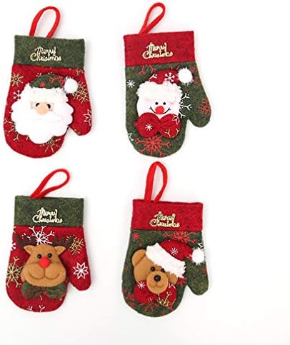 Амосфун Божиќни Торби За Прибор За Јадење Божиќни Држачи За Сребрени Садови Торбички Мини Чорапи Чанти За Добрите Празнични Декори