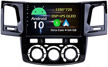 9 4+64GB Android 10 Во Цртичка Автомобил Стерео Радио Одговара За Toyota Fortuner/HILUX Revo/Vigo 2005 06 07 08 09 10 11 GPS Навигација Главата