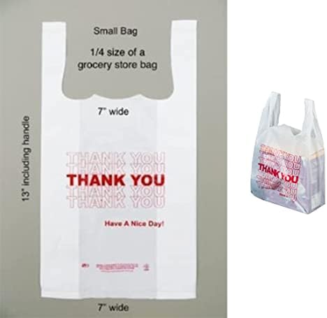 Лукс Зен Мала бела пластика Ви благодариме на торбите со т -штрајк економични за малопродажба, намирници и многу повеќе. Кутија за кутии