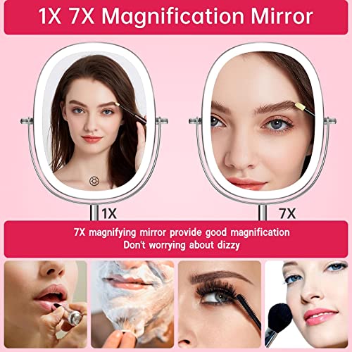 LoveSpejo Осветлено огледало за шминка 2 пакет: 1x 10x и 1x 7x зголемувачки огледало со светлина, 8 '' и 9 '' HD двострана таблета