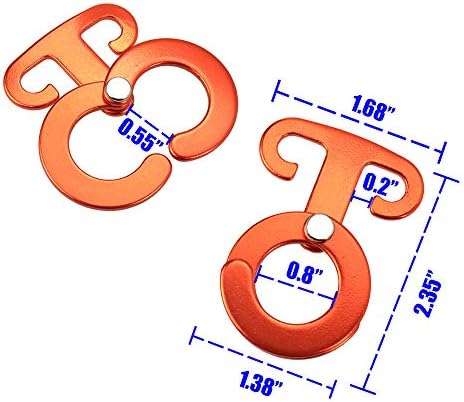 Дасуни алуминиум Ултралејт Т-прстен куки, камп јаже токи што висат мултифункционални закачалки за самостојно заклучување за шатори за кампување за пешачење со ран