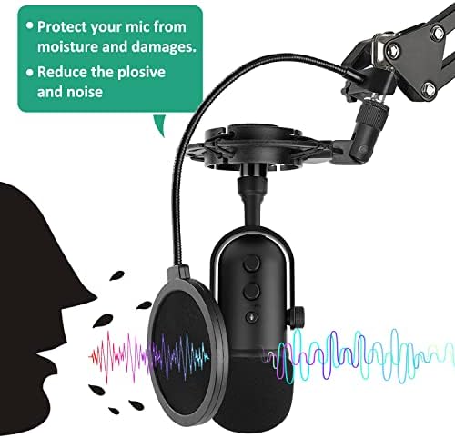 Ригих Razer Seiren V2 Pro Boom Arm Microphone, прилагодлив штанд за микрофон со поп -филтер, монтажа на шок, прицврстувач за монтирање