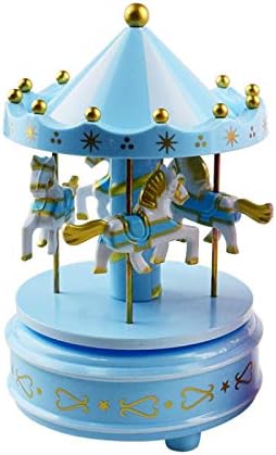 Na Merry Go Round Music Box Take Ornament Роденденски подарок Детска нова играчка весела оди круг украсен рингишпил - бело
