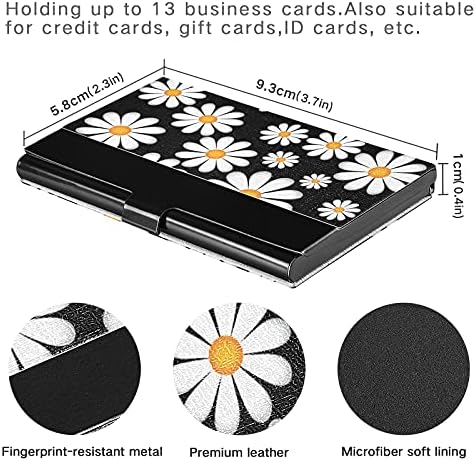 Цветни Цвеќиња Црн Држач За Визит Картички За Жени Мажи Држач За Визит Картички Случај Со Кожна Лична Картичка Организатор На Кредитна Картичка