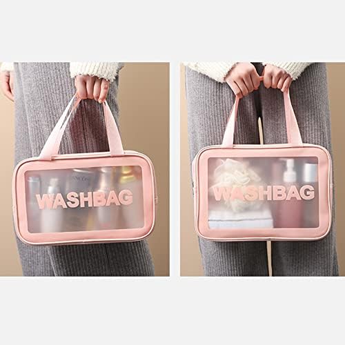 Транспарентна Триделна Комплет Торба За Перење Шминка Со Голем Капацитет Пвц Торба За Бања Проѕирна Матирана Пренослива Торба За Собирање Жена