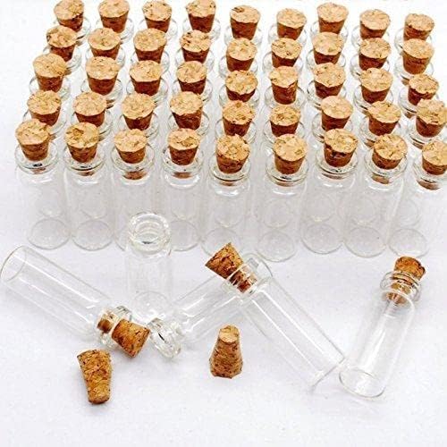 10 парчиња/многу мини стаклени шишиња колби со стопери со плута, транспарентно посакувано шише, среќно лебдат ситни тегли празно шише