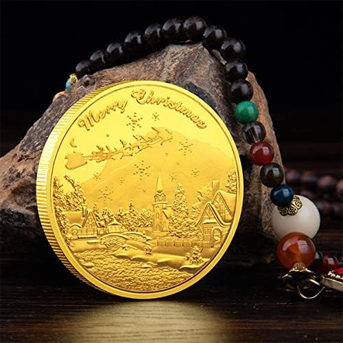 Среќна Божиќна боја Комеморативна монета Дедо Мраз Медал Медал Колекционерски занаети со колекционерски колекционерски производи за домашна декорација