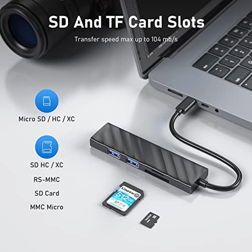 5 ВО 1 USB C Dongle, USB C Hub Multiport Адаптер НА HDMI 4K 30Hz, USB 3.0, Tf/SD Читач На Картички За Macbook Air/Pro, iPad air/Pro