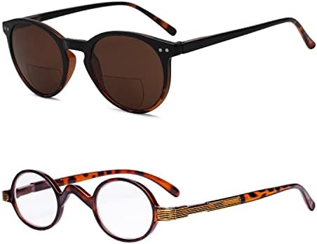 Eyekepper Заштедете 10% на 1 пакувања Бифокални очила за сонце на сонцето и 1 пакуваат мали овални кружни очила за читање на очила за сонце Деми
