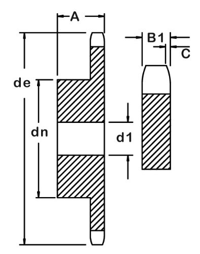 AMETRIC® 32B16SS Metric 32B16SS ISO 06B-1 центар од не'рѓосувачки челик 16 заби за AMETRIC® No. 32 Single Strand Conhin