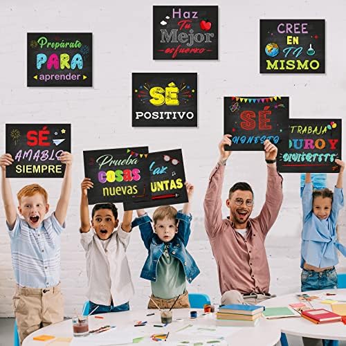 Декорација на шпанска училница Мотивациски банер постер инспиративен знак на врата Позитивен трем знак на училишни правила знак wallиден
