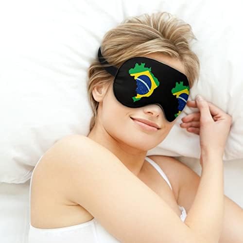 Бразил Мапа Знаме Печатени Маска За Очи За Спиење Мека Покривка За Очи Со Врзани Очи Со Прилагодлив Ремен Ноќна Сенка За Очи Дремка За