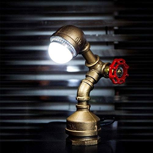 Амртју -биро ламби индустрија Steampunk маса, светло, ламба за маса на цевки, ретро железо уметност во вода цевки, ламба за маса, светло за