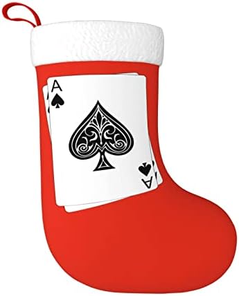 Cutedwarf Poker Ace of Spades Божиќно порибување Божиќни празници за одмор камин виси чорап 18 инчи чорапи