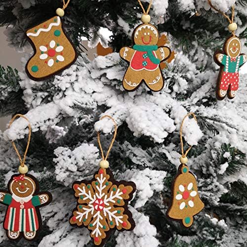 Athoinsu 10 парчиња гроздобер разновидни украси за новогодишни елки, крпа од ѓумбир, маж Снегулка starвезда Божиќно дрво, елк, виси