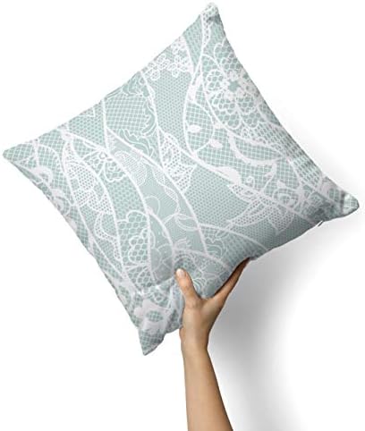 Iirov суптилен дизајн на зелена и бела чипка - обичај декоративен домашен декор затворен или отворен капакот за фрлање перници за софа, кревет или перница од кауч
