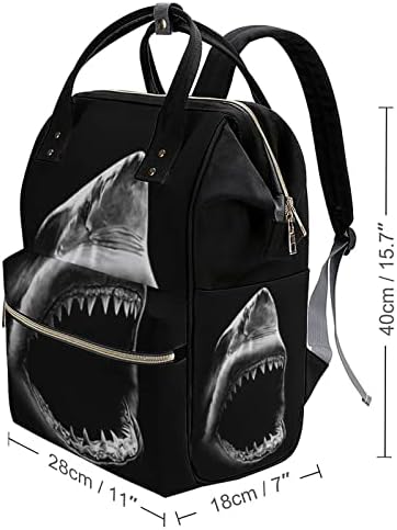 Смешноста на црна ајкула залак печатена пелена торба за бебиња торбички торбички водоотпорна торба за рамо за мама и тато