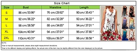 Nxxyeel Резервоарот Фустан За Жени Должина На Коленото Без Ракави Лажичка Вратот Повик Лабава Печатење Плисирани Сарафани Летни Плажа Фустани