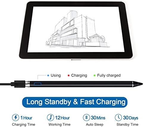 Активни пенкала за стилови за екрани на допир, активен молив паметни дигитални пенкала за фино точка стилистичко пенкало компатибилен со iPhone