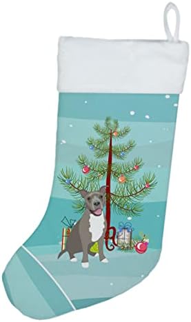 Богатства на Каролина WDK3101CS Пит Бул Блу 1 Божиќно Божиќно порибување, камин виси чорапи Божиќна сезона забава Декорации за семејни празници,