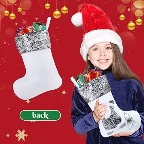 Bstaofy Божиќни чорапи сет од 3 сребрени везени санта елк снегман снегулка од снегулка руно луксузно крзно чорапи за избрани Божиќни дрвја