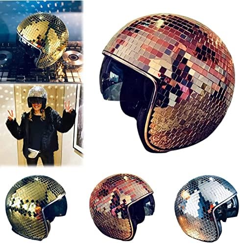 Декорација на шлемот на топката U/F Disco Decosation Disco Ball Sheglet Glass Disco Ball Cap Disco Ball Shgem со повлечен визир