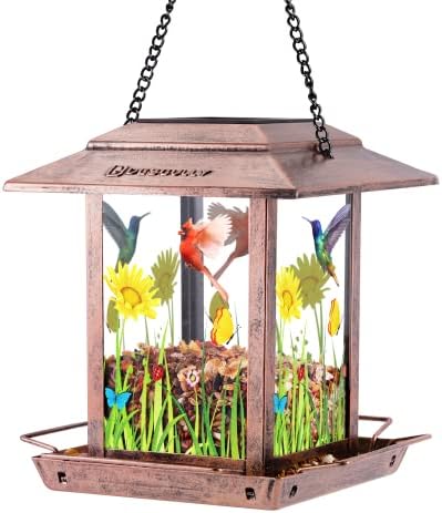 Desgully птици фидери за надворешни диви птици метални соларни фидер за птици за отворено виси идеи за подароци за loversубители на птици градинарски дворови семе од птиц