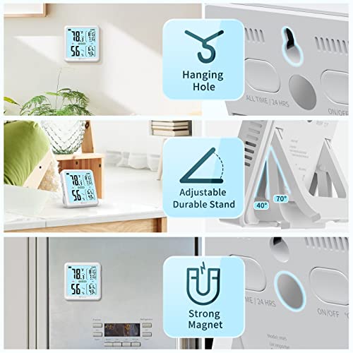 Докаус Дигитален хигрометар Внатрешен термометар за дома, термометар во просторијата со 3S Брзо освежување и максимални мин.