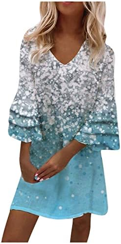 Luttionенски летен кратки ракави на CoTecram Boho Floral Print Cute Swing A Line Beach Mini фустан каузална лабава сандерска фустан за туника