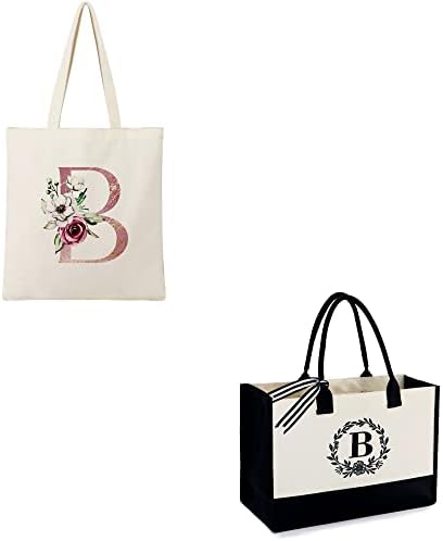Beegreen Почетна платно торба торба Флорална персонализирана торба за тота за жени W 2 џебови монограм торба за подароци и beegreen