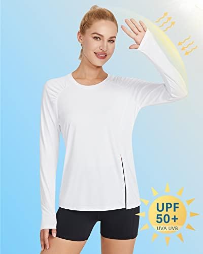 G4free женски кошули за пешачење со долги ракави UPF 50+ Атлетски тренингот УВ Сонце -срања