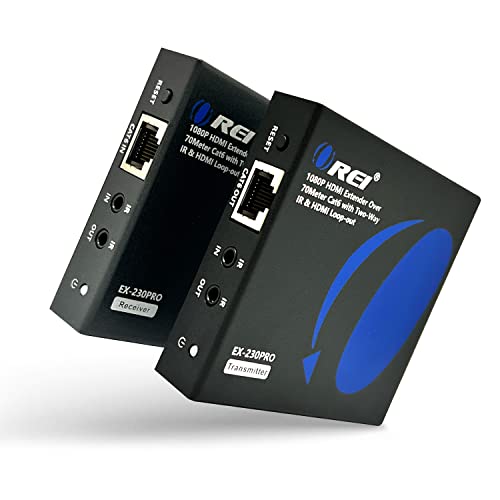 OREI 4K @ 30Hz HDMI над Ethernet Extender Balun преку единечен CAT6/7 Ethernet кабел 1080p до 230 ft - Zero Latence & BI Directional