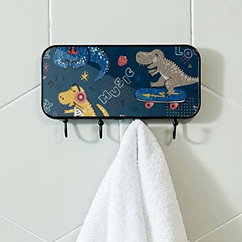 Држач за пешкири на лајтни, монтиран решетка за пешкири за бања, бања бањарка облека облечена облека, диносаурус сина бања пешкир за складирање