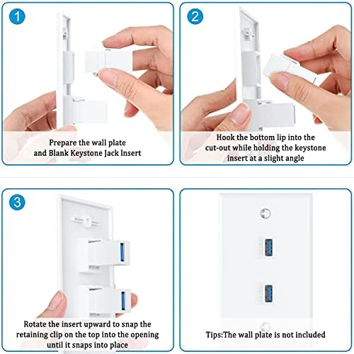 Mosimli USB 3.0 Keystone Jack Inserts 2-Pack, USB 2.0 до USB адаптери Femaleенски до женски конектор, женски спојник вметнете приклучок за приклучок за приклучок за приклучок за приклучок за а