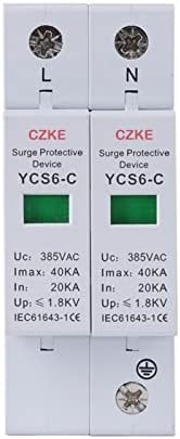 ZHTUS YCS6-C AC SPD 2P House Surge Protector Заштита Заштита на уредот со низок напон на аристер 20KA-40KA 385V