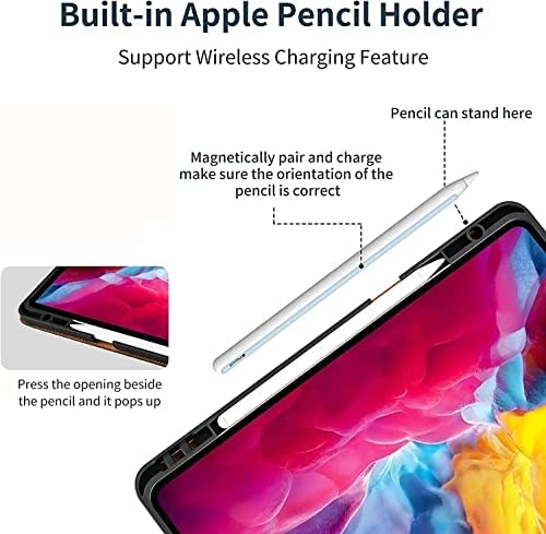 Gexmil за iPad Pro 11 Inch Case 2022/2021, оригинална кожа iPad Pro 11 2020/2018 Cover, со држач за молив, безжично полнење со