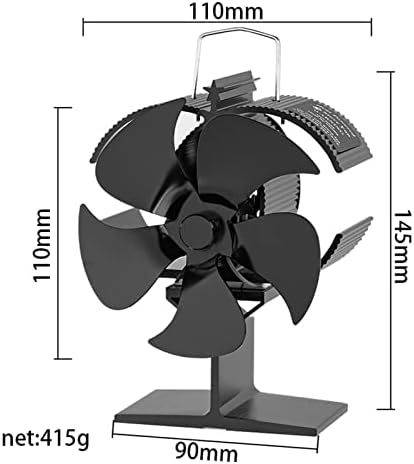 СИКСИЗМА 5 Сечила Вентилатор За Шпорет На Топлина Црн Камин Дрвен Горилник Тивок Домашен Камин Ефикасна Дистрибуција На Топлина