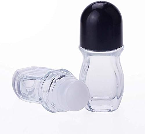 4pcs 30ml/1 мл чиста стаклена шишиња со дезодоранс шишиња што може да се употреби со шишиња со шишиња со ролери за масажа со ролери и бела капа за DIY дезодоранс, 3мл пренес