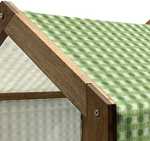 Амбесон Апстрактна куќа од дрвени кучиња, ретро стил Мали кругови со ленти на испрекината позадина, преносно кучиња од затворено и отворено со перница и покривка, 2x